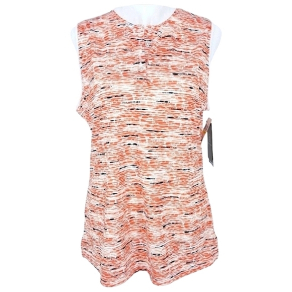 PGA TOUR Wmns Fusion Coral Pebble Beach Print Sleeveless Golf Shirt Top M NWT - Picture 2 of 12